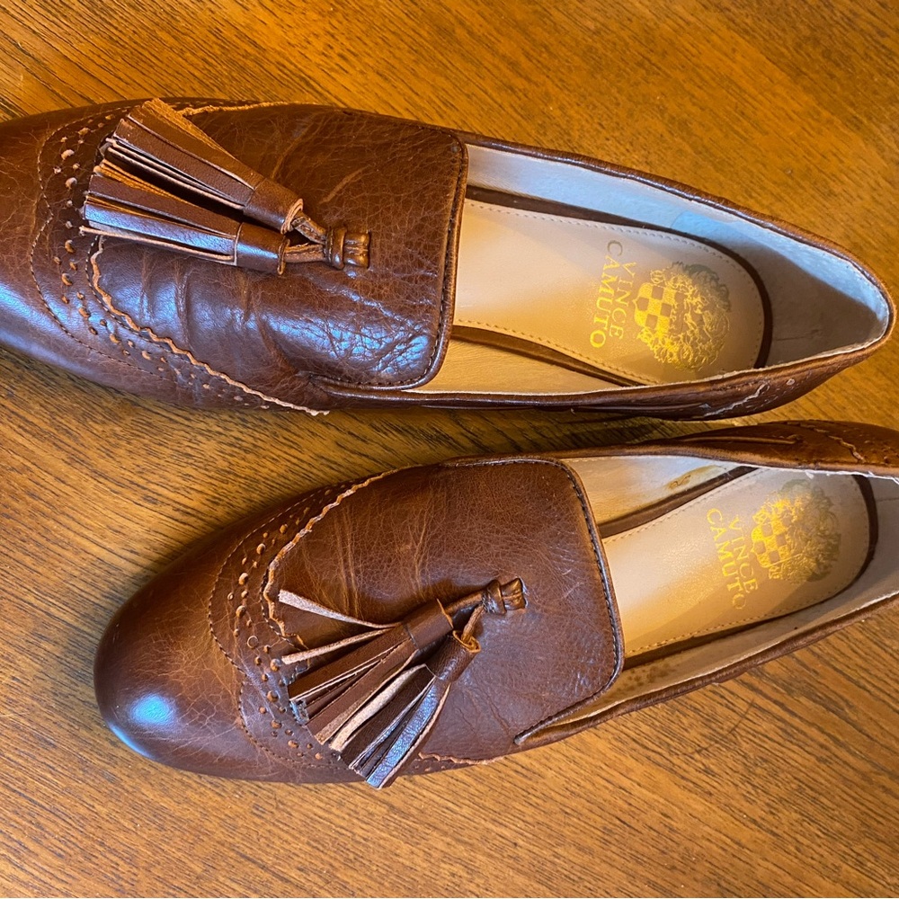 Vince Camuto Chestnut Leather Loafers